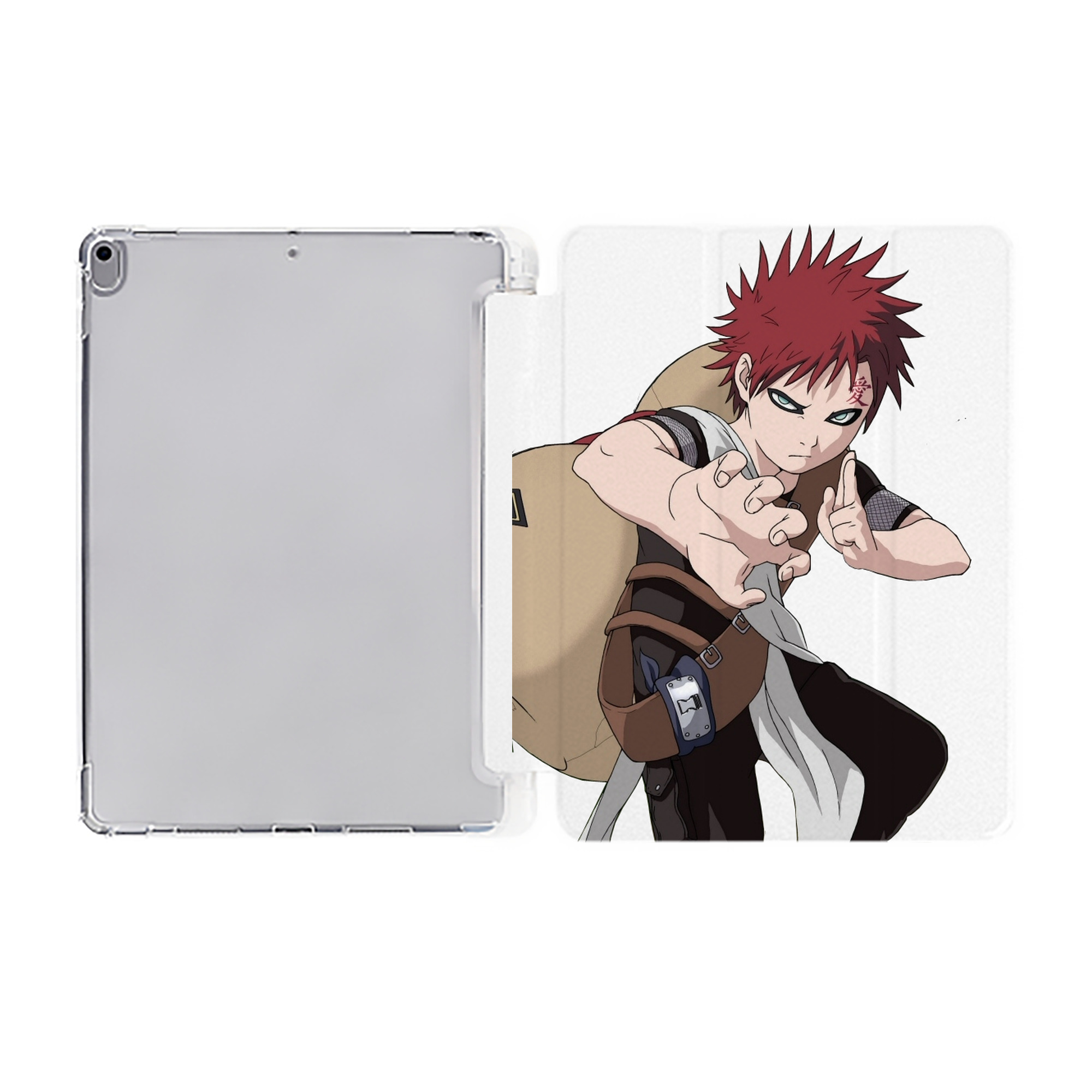 （画像用） NARUTO -ナルト- ガアラ Gaara IPad ケース ペン収納付き 三つ折りスタンド PUレザー×シリコン 対応機種9.5/10.5/10.9インチ